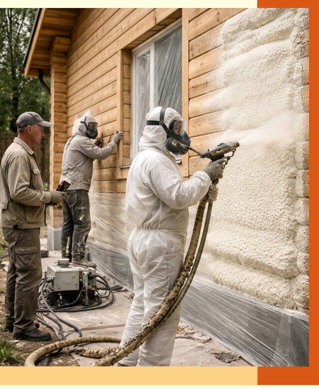 Утепление дома из бруса ППУ в Шахтах от 4178 руб/м2 под ключ | ТепломастерШхт