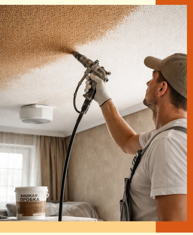 Утепление потолка жидкой пробкой в Шахтах от 3799 руб. | ТепломастерШхт