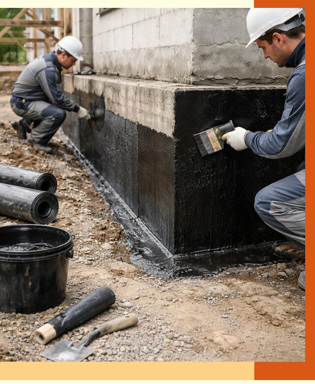 Гидроизоляция фундамента в Шахтах от 1357 руб. — профессионально, под ключ | ТепломастерШхт