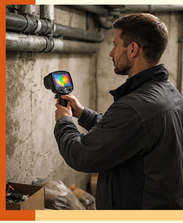 Тепловизионное обследование подвала в Шахтах для поиска утечек тепла